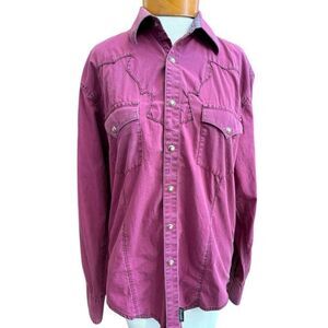 Wrangler Retro Pearl Snap Western Shirt Plum Purple Size S